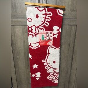 New Hello Kitty Red & White Reversible Christmas Feather Knit Throw Blanket